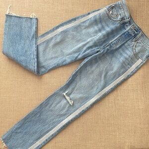 EUC Levi's Premium 501 jeans bling rhinestone side panels stridgid size 25